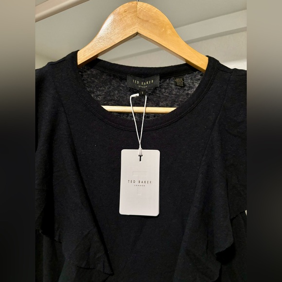 NWT Ted Baker London Kathley Ruffle Cotton & Linen Slub Top size 1 - Picture 7 of 9